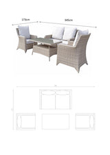 Signature Weave Sarah Four-Seat Sofa Set with High Coffee Table in - Grey