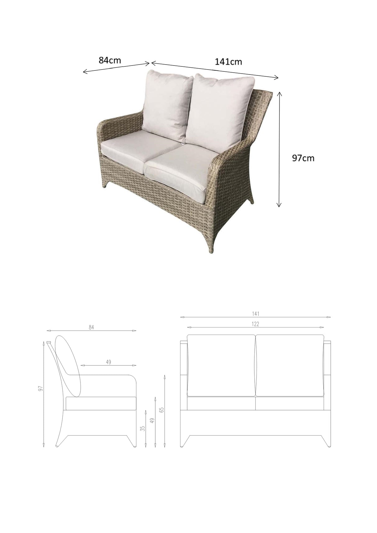 Signature Weave Sarah Four-Seat Sofa Set with High Coffee Table in - Grey