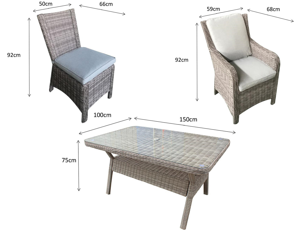 Signature Weave Alexandra 6-Seat Rectangular Glass Top Table