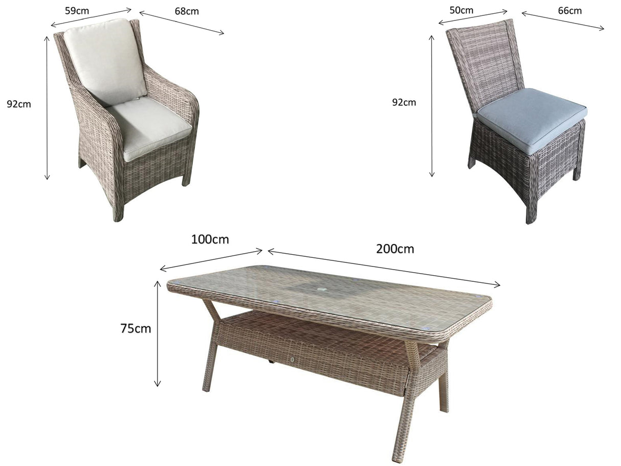 Signature Weave Alexandra 8-Seat Rectangular Glass Top Table Only
