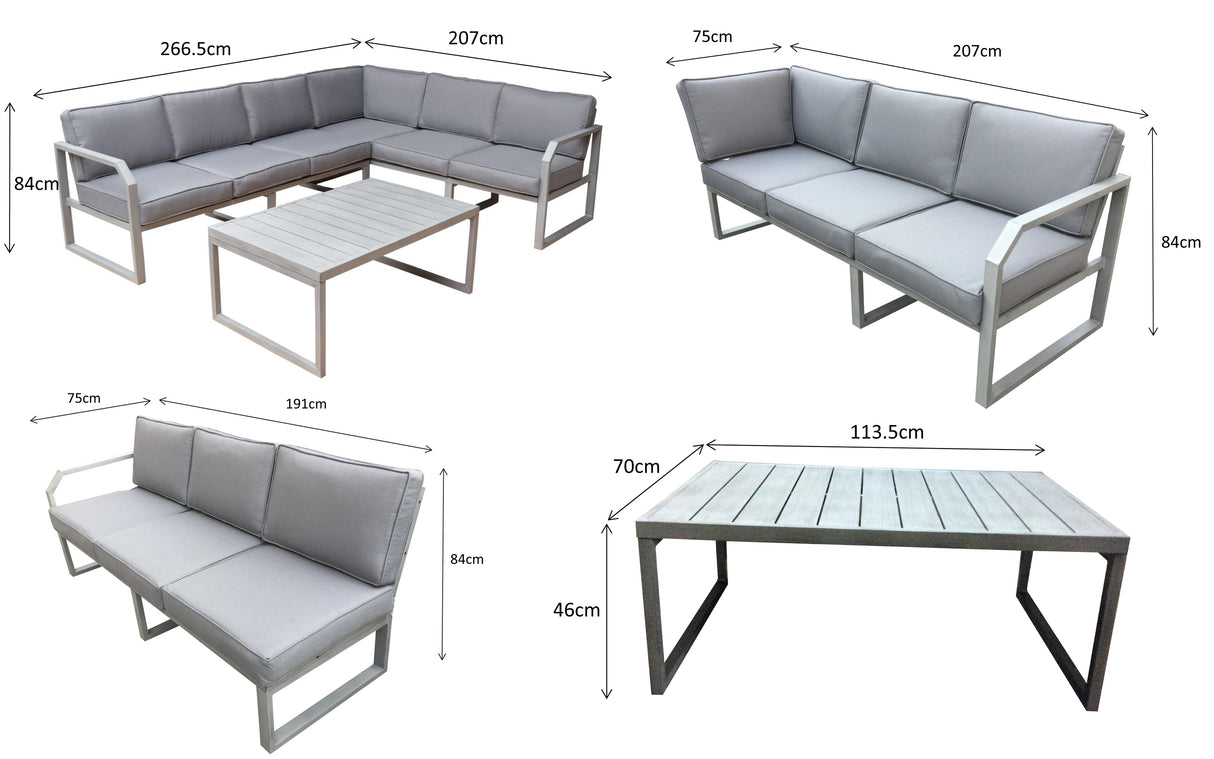 Signature Weave Alarna Corner Sofa Set with Coffee Table and Armchair - Grey