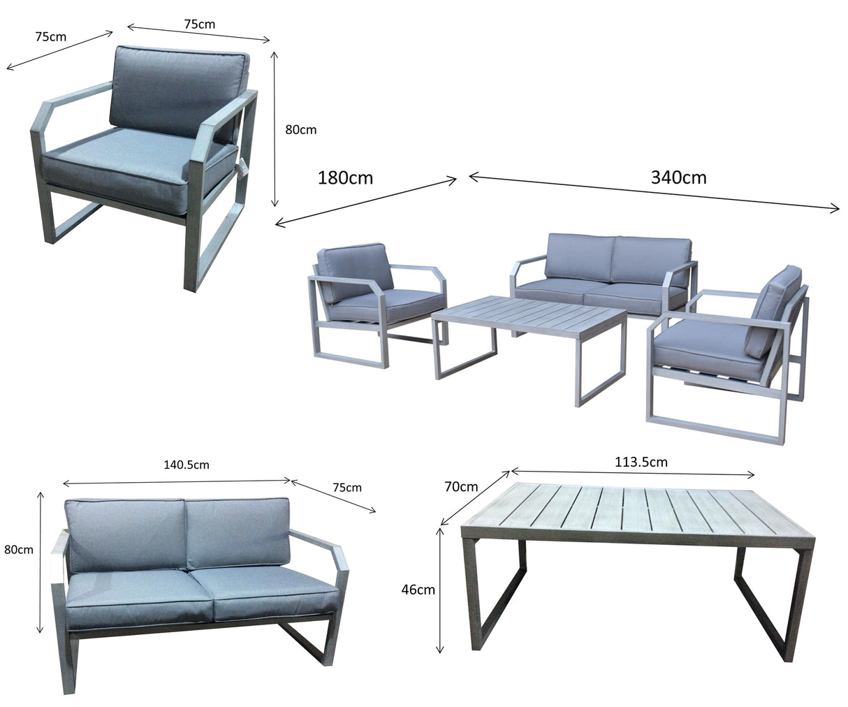Signature Weave Alarna Corner Sofa Set with Coffee Table and 2 Armchairs - Grey