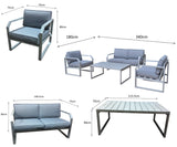 Signature Weave Alarna Corner Sofa Set with Coffee Table and 2 Armchairs - Grey