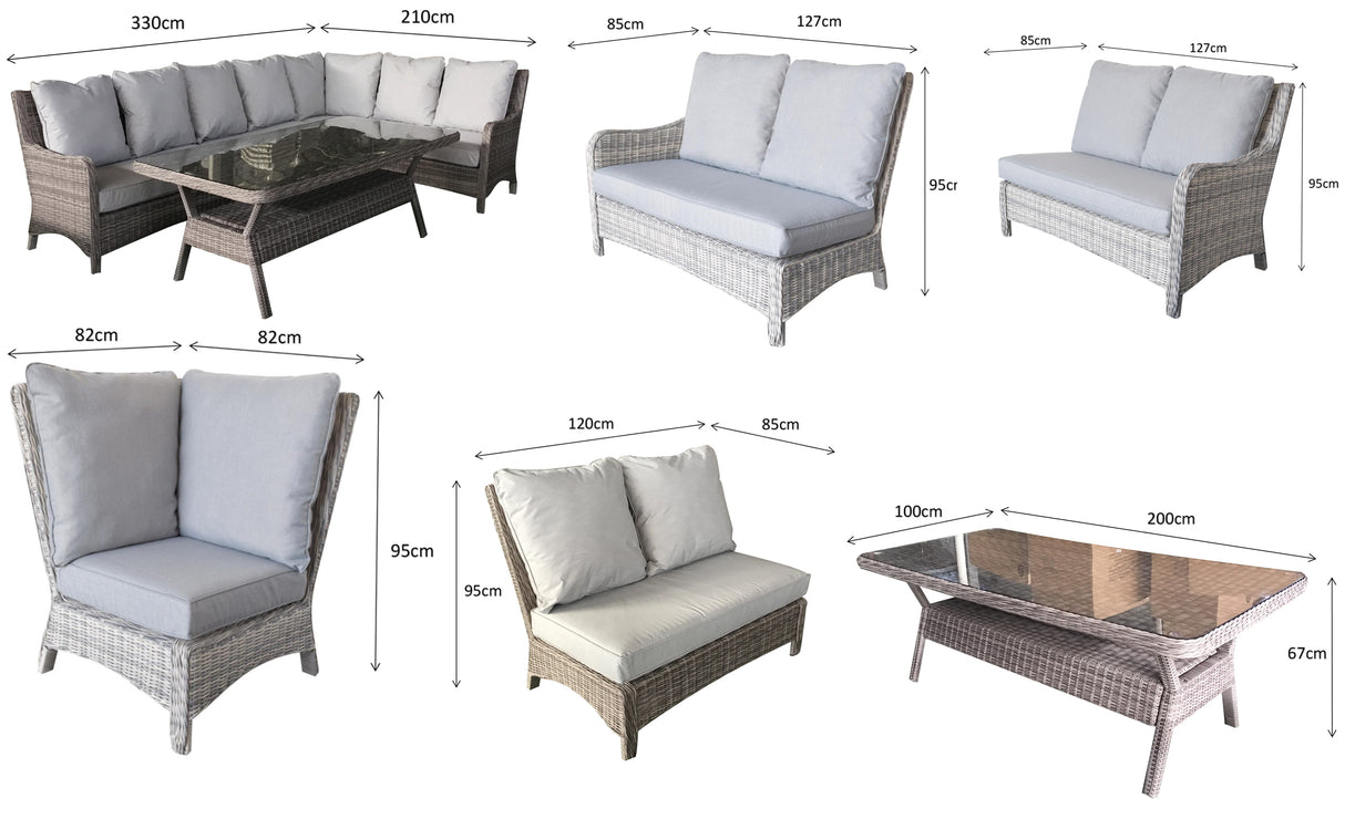 Signature Weave Alexandra Large Corner Dining Table Set with Sofa and 3 Chairs