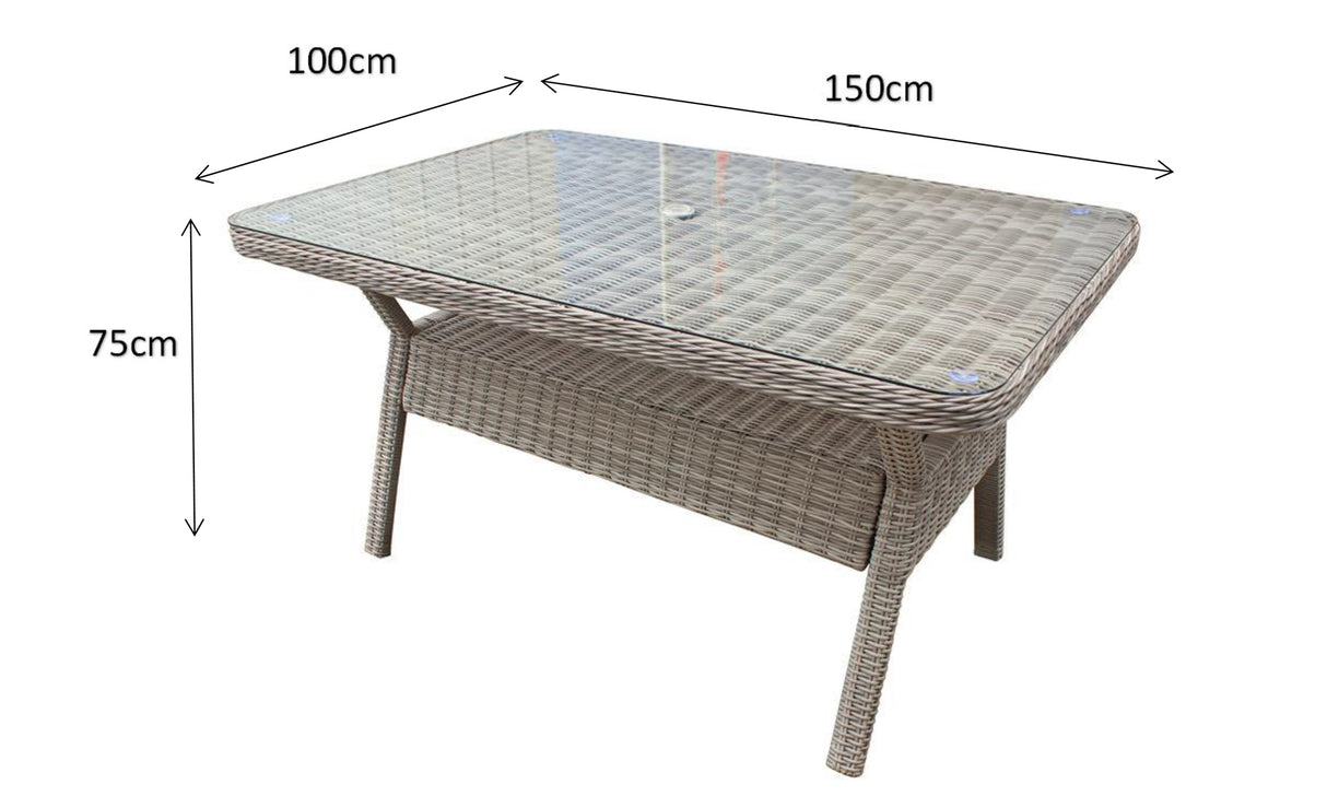 Signature Weave Alexandra 6-Seat Rectangular Glass Top Table