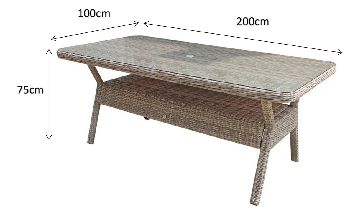 Signature Weave Alexandra 8-Seat Rectangular Glass Top Table Only