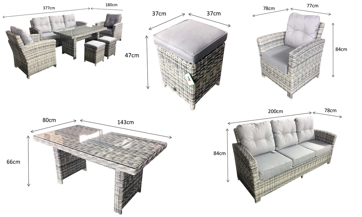 Signature Weave Amy Dining Table Set with 3-Seater Sofa, Table and 2 Chairs