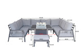 Signature Weave Bettina Gas Firepit Dining Set with U-Shape Sofa and Stool