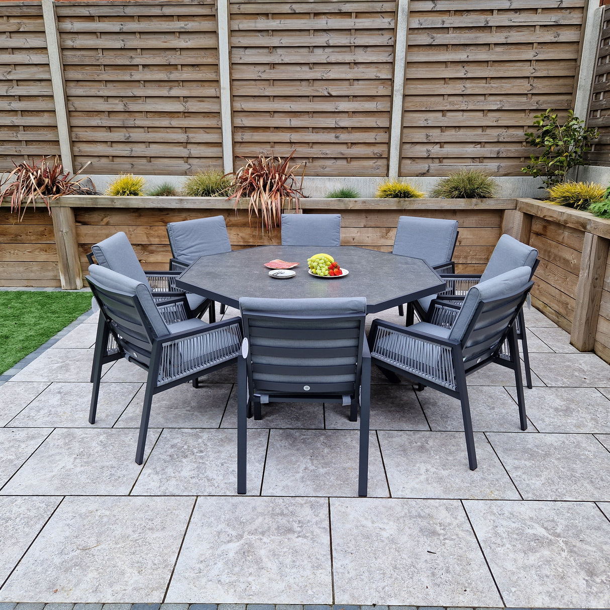 Signature Weave Bettina Octagon Dining Table Set with 8 Chairs