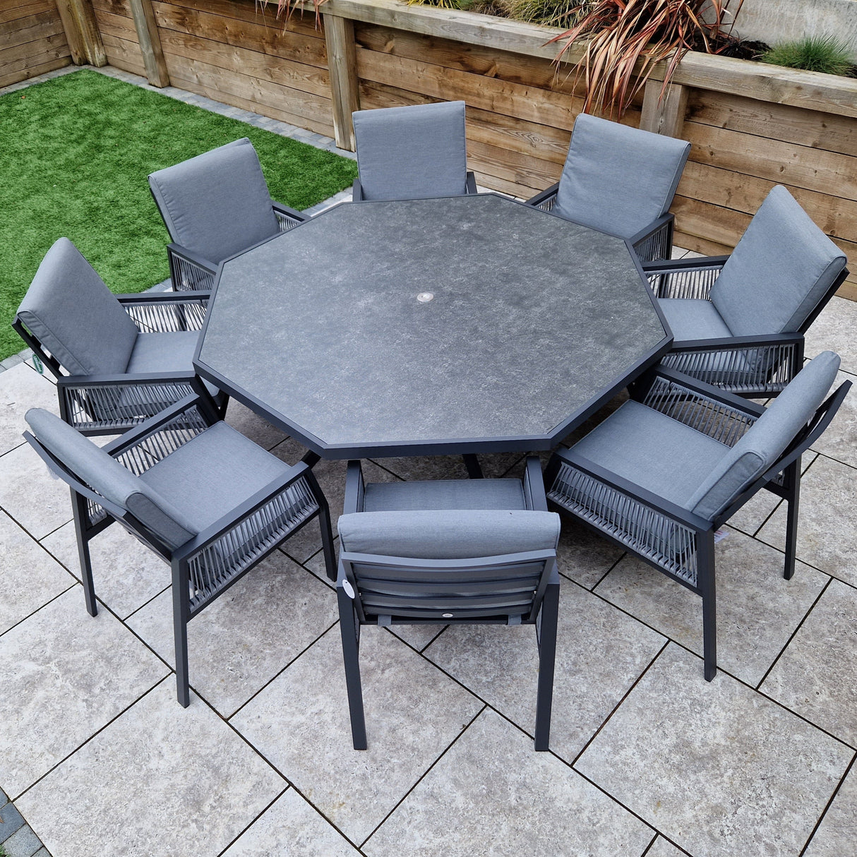 Signature Weave Bettina Octagon Dining Table Set with 8 Chairs