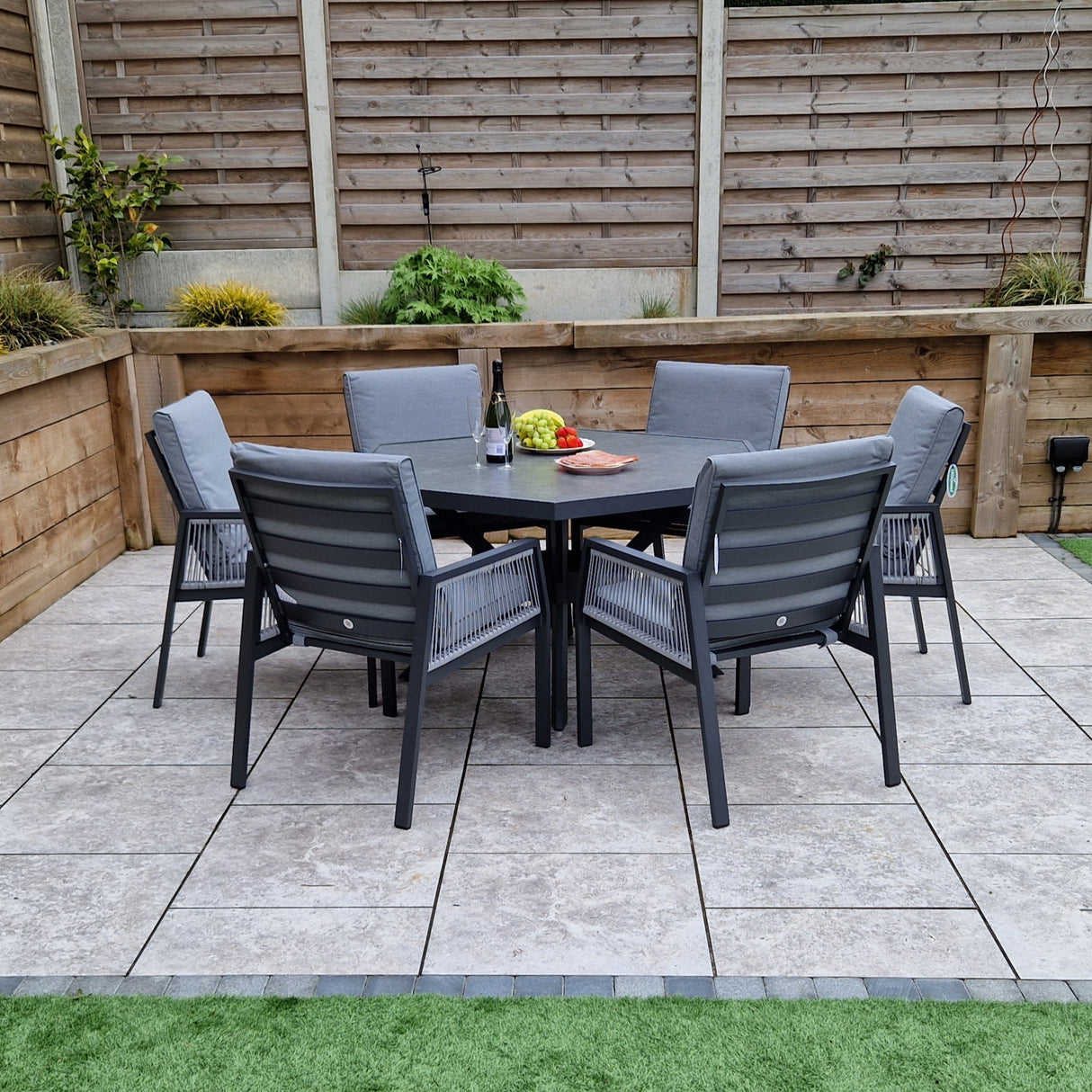 Signature Weave Bettina Hexagon Dining Table Set with 6 Chairs
