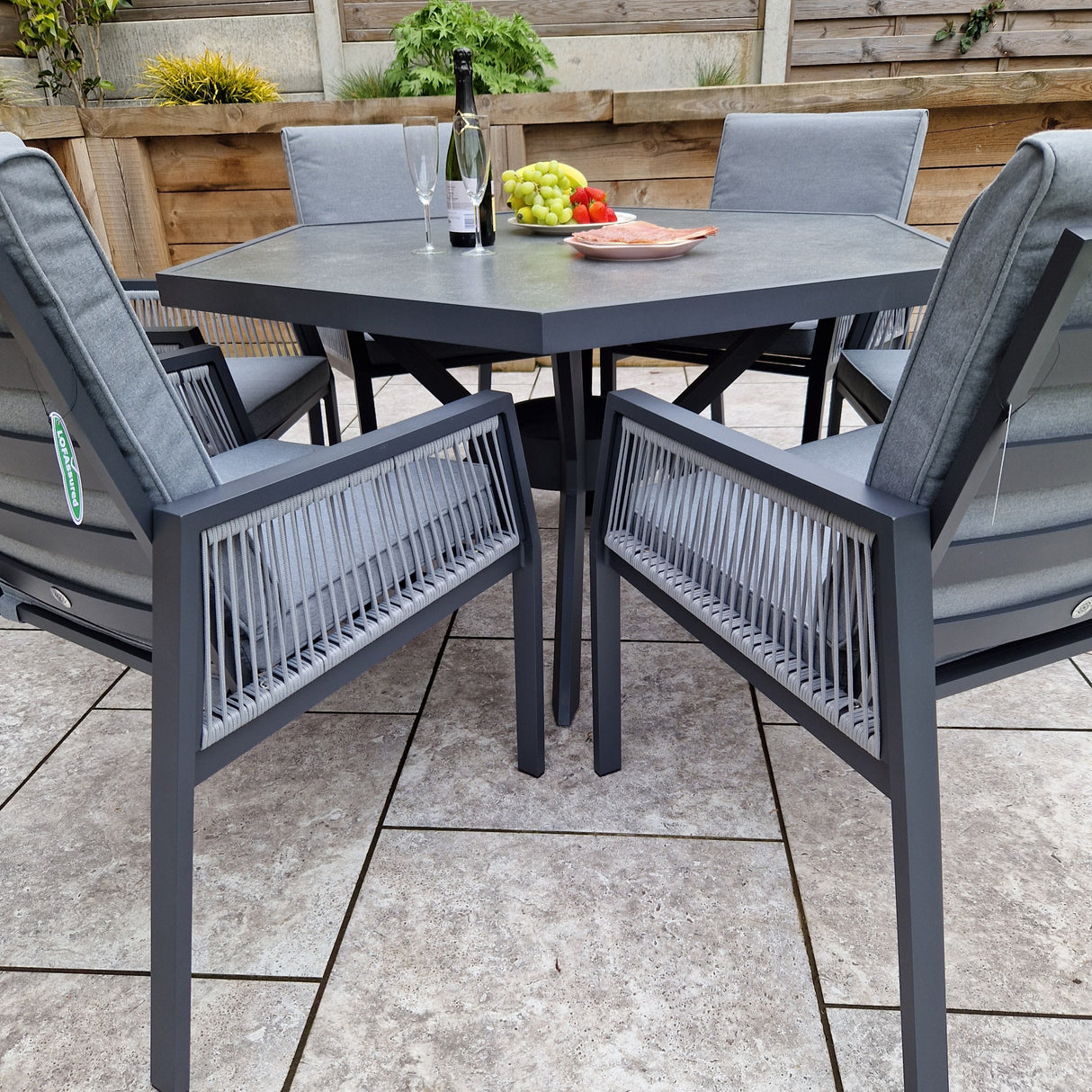 Signature Weave Bettina Hexagon Dining Table Set with 6 Chairs