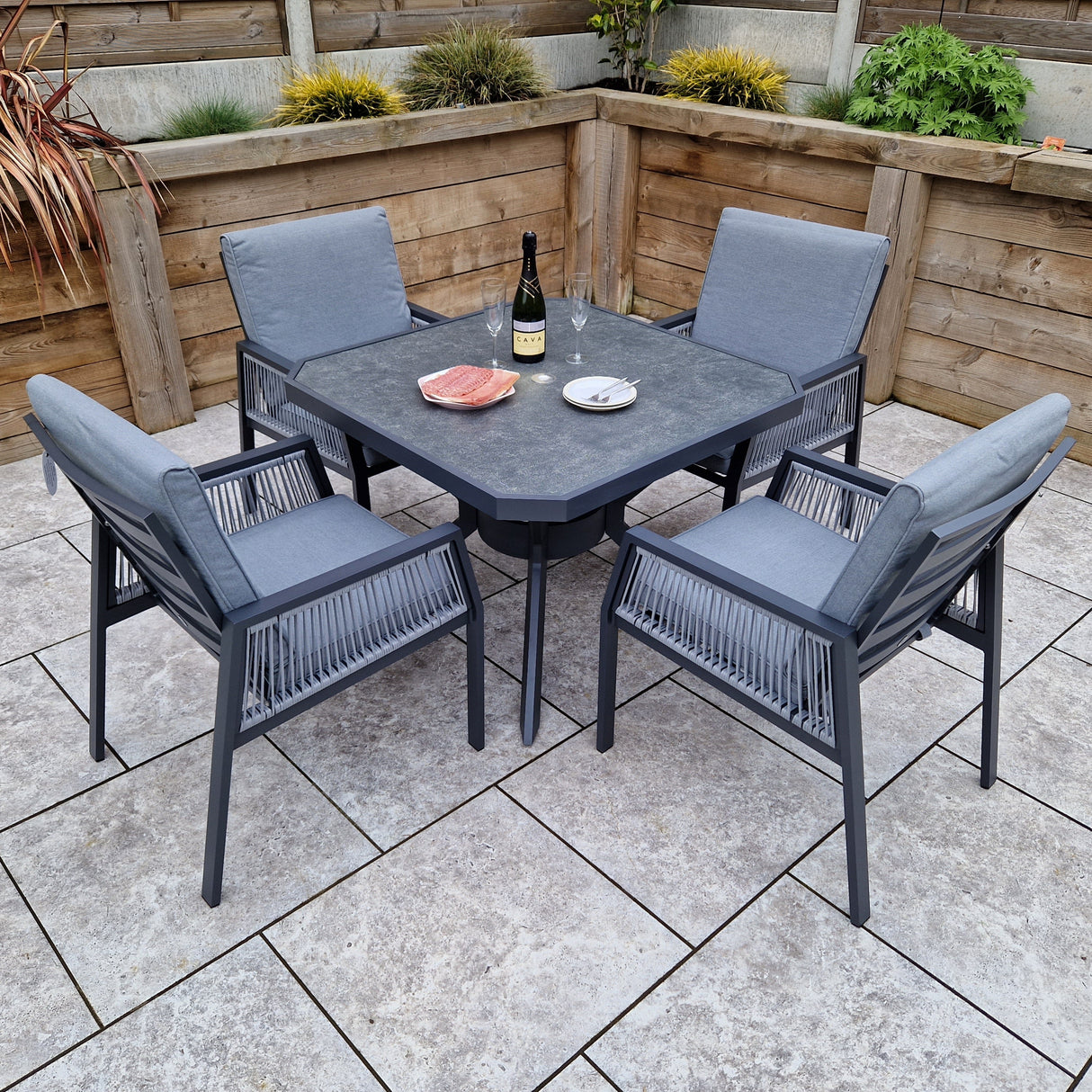 Signature Weave Bettina Square Dining Table Set with 4 Chairs