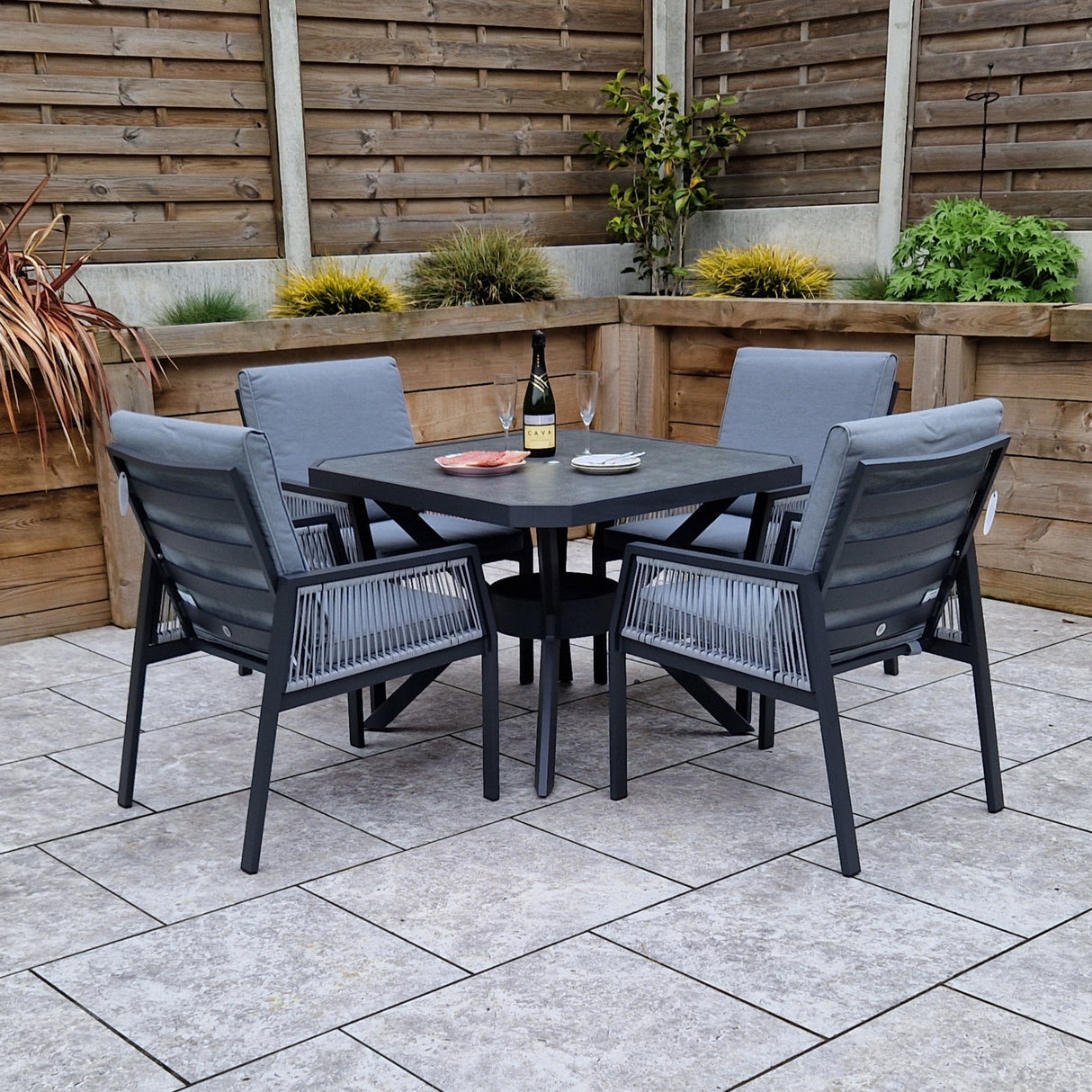 Signature Weave Bettina Square Dining Table Set with 4 Chairs