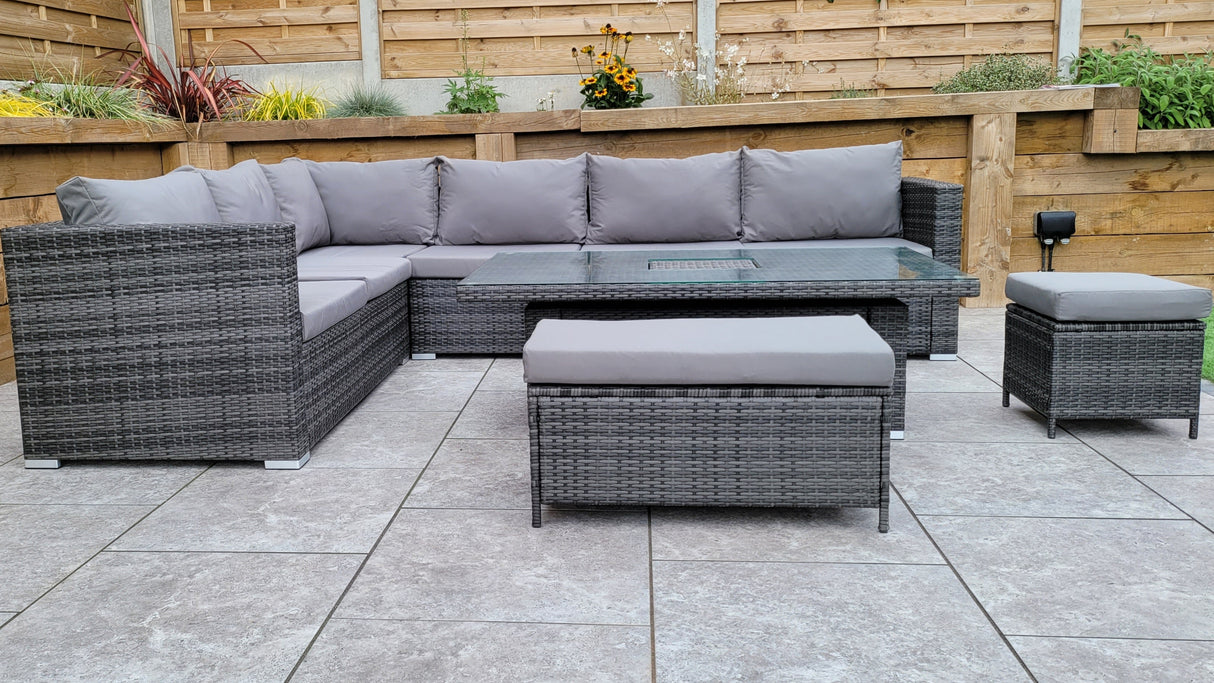 Signature Weave Catalina Modular Corner Sofa Dining Set with Ice Bucket Table and 2 Ottomans