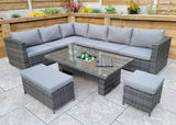 Signature Weave Catalina Modular Corner Sofa Dining Set with Ice Bucket Table and 2 Ottomans