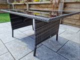 Signature Weave Charlotte Corner Sofa Dining Set with Glass Top Table and 3 Ottomans - Grey