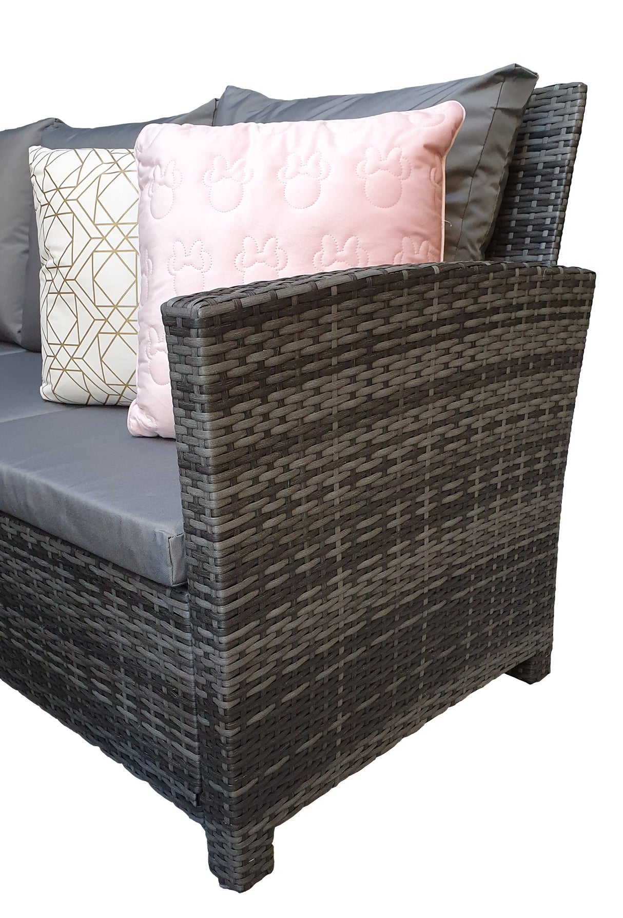 Signature Weave Charlotte Corner Sofa Dining Set with HDPE Wood Effect Lift Table and 3 Ottomans