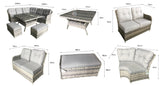Signature Weave Constance Large Corner Sofa Dining Set with Glass Top Table and 2 Ottomans