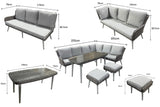 Signature Weave Danielle Corner Sofa Dining Set with Glass Top Table and 2 Ottomans
