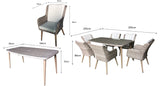 Signature Weave Danielle 6-Seat Dining Table Set with 6 Chairs and Rectangular Glass Top Table