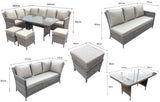 Signature Weave Edwina Corner Sofa Dining Set with Glass Top Table and 3 Ottomans - Multi Grey Wicker