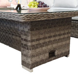 Signature Weave Edwina Corner Sofa Dining Set with Ice Bucket Lift Table and 3 Ottomans - Multi Grey Wicker