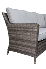 Signature Weave Edwina Corner Sofa Dining Set with Ice Bucket Lift Table and 3 Ottomans - Multi Grey Wicker