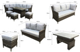 Signature Weave Edwina Corner Sofa Dining Set with Ice Bucket Lift Table and 3 Ottomans - Wicker Special Grey