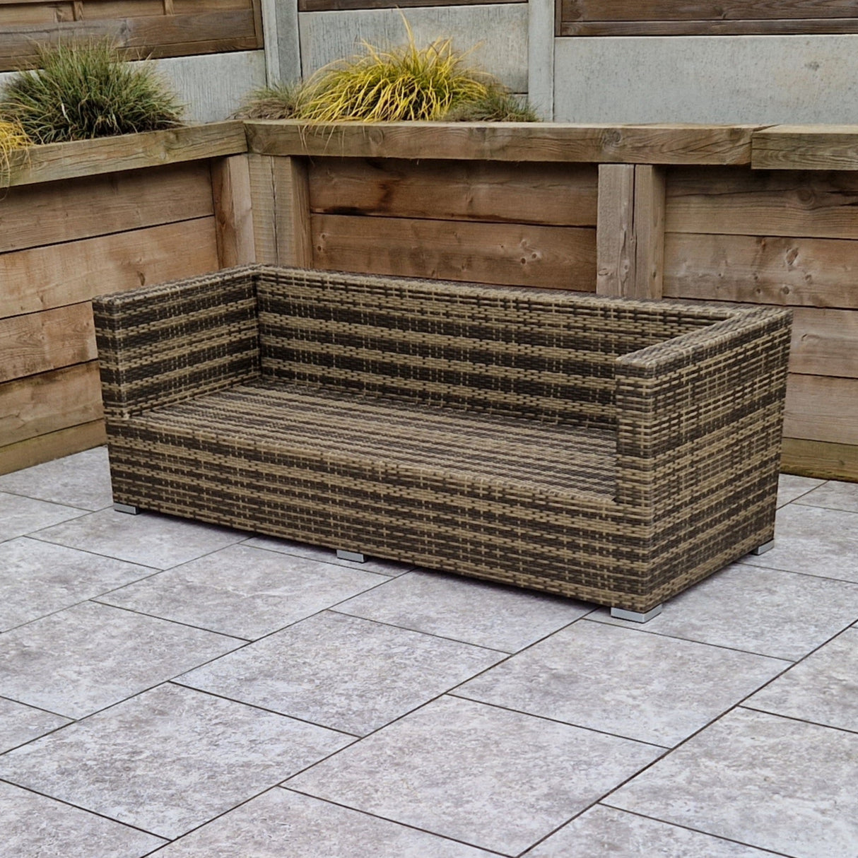 Signature Weave Georgia Corner Sofa Set with Glass Top Coffee Table - Mixed Brown