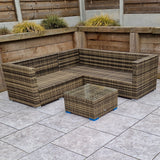 Signature Weave Georgia Corner Sofa Set with Glass Top Coffee Table - Mixed Brown