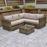 Signature Weave Georgia Corner Sofa Set with Glass Top Coffee Table - Mixed Brown