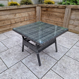 Signature Weave Georgia Six-Seat Corner Sofa Dining Set with Glass Top Table and 2 Ottomans - Grey