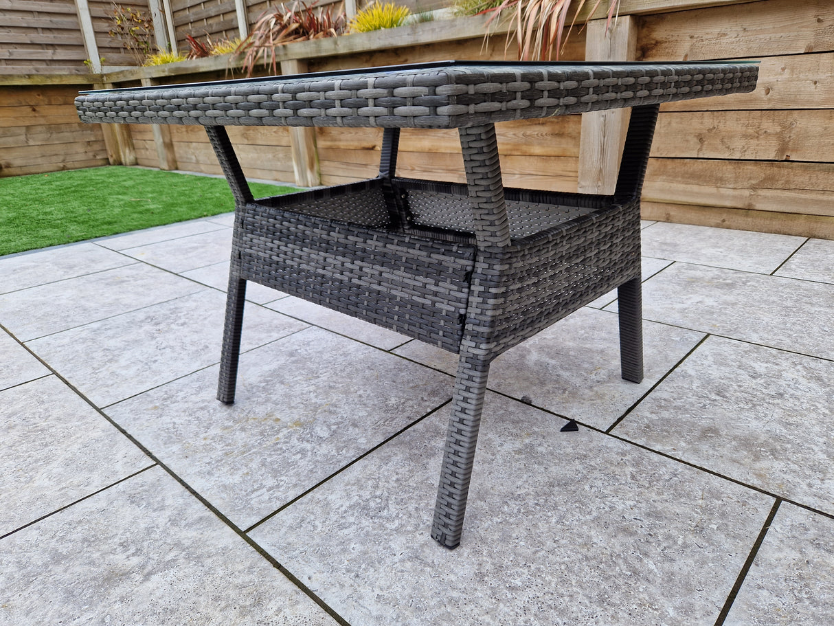 Signature Weave Georgia Six-Seat Corner Sofa Dining Set with Glass Top Table and 2 Ottomans - Grey