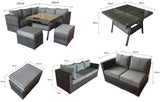 Signature Weave Georgia Six-Seat Corner Sofa Dining Set with Glass Top Table and 2 Ottomans - Mixed Brown