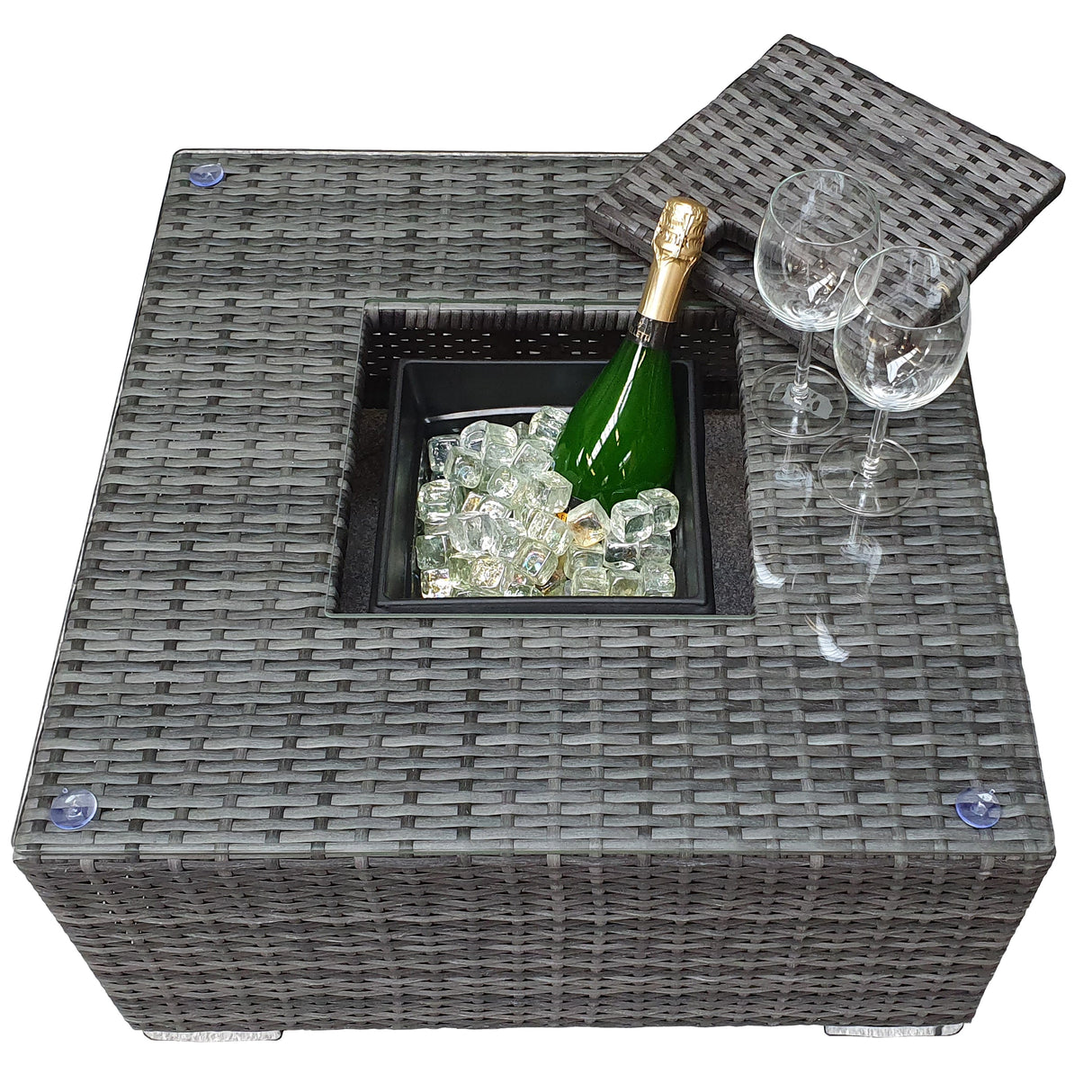 Signature Weave Georgia Corner Sofa Set with Ice Bucket Coffee Table - Grey