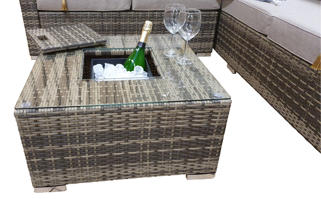 Signature Weave Georgia Corner Sofa Set with Ice Bucket Coffee Table - Mixed Brown