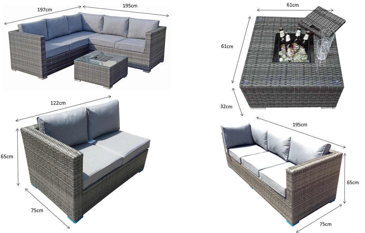 Signature Weave Georgia Corner Sofa Set with Ice Bucket Coffee Table - Mixed Brown