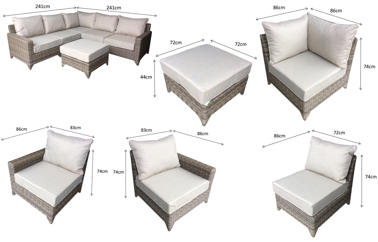 Signature Weave Helena Modular Corner Sofa Set with Glass Top Coffee Table