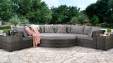 Signature Weave Jessica Large Corner Sofa Set with Chaise and 2 Glass Top Side Tables - Grey