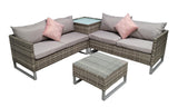 Signature Weave Lucy Corner Sofa Set with Glass Top Coffee Table and Storage Table
