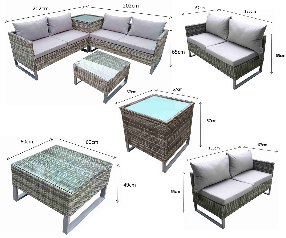 Signature Weave Lucy Corner Sofa Set with Glass Top Coffee Table and Storage Table