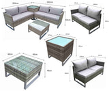 Signature Weave Lucy Corner Sofa Set with Glass Top Coffee Table and Storage Table