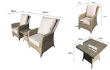 Signature Weave Meghan Armchair Lounge Set with Glass Top Side Table