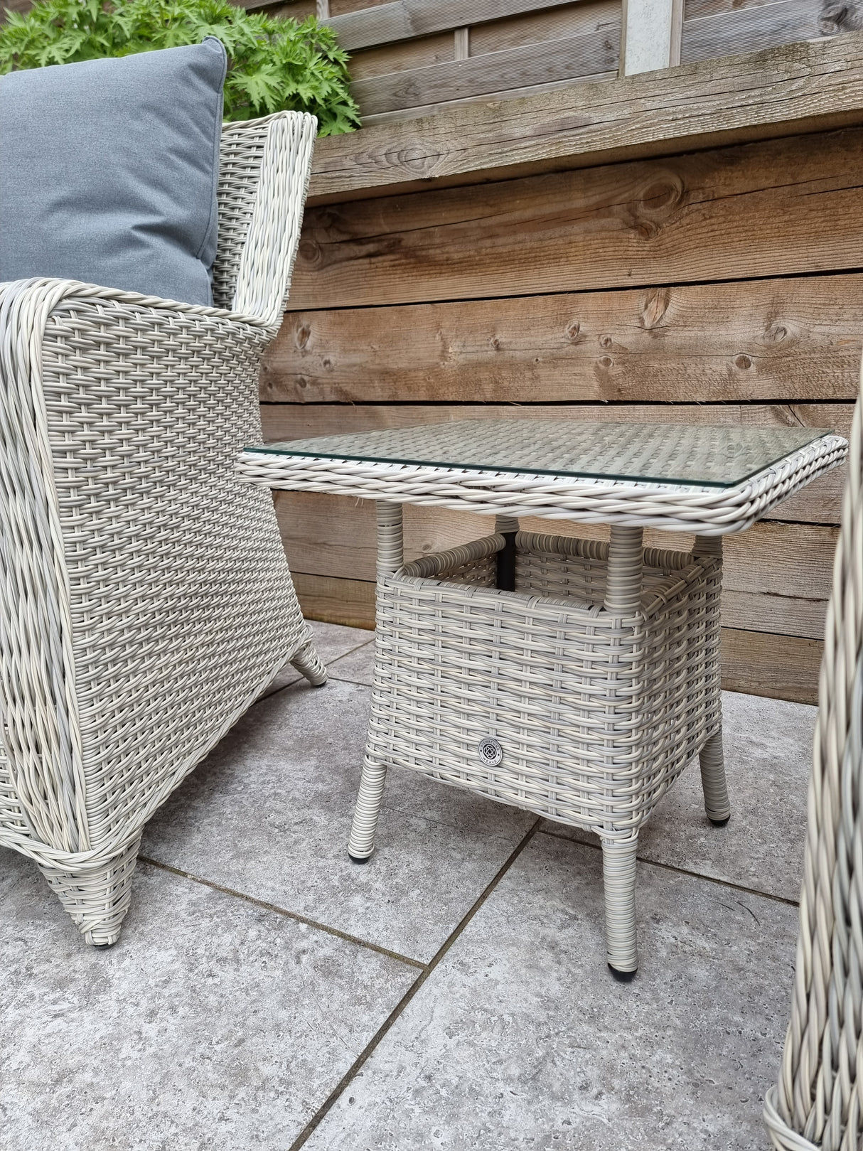 Signature Weave Meghan Armchair Lounge Set with Glass Top Side Table