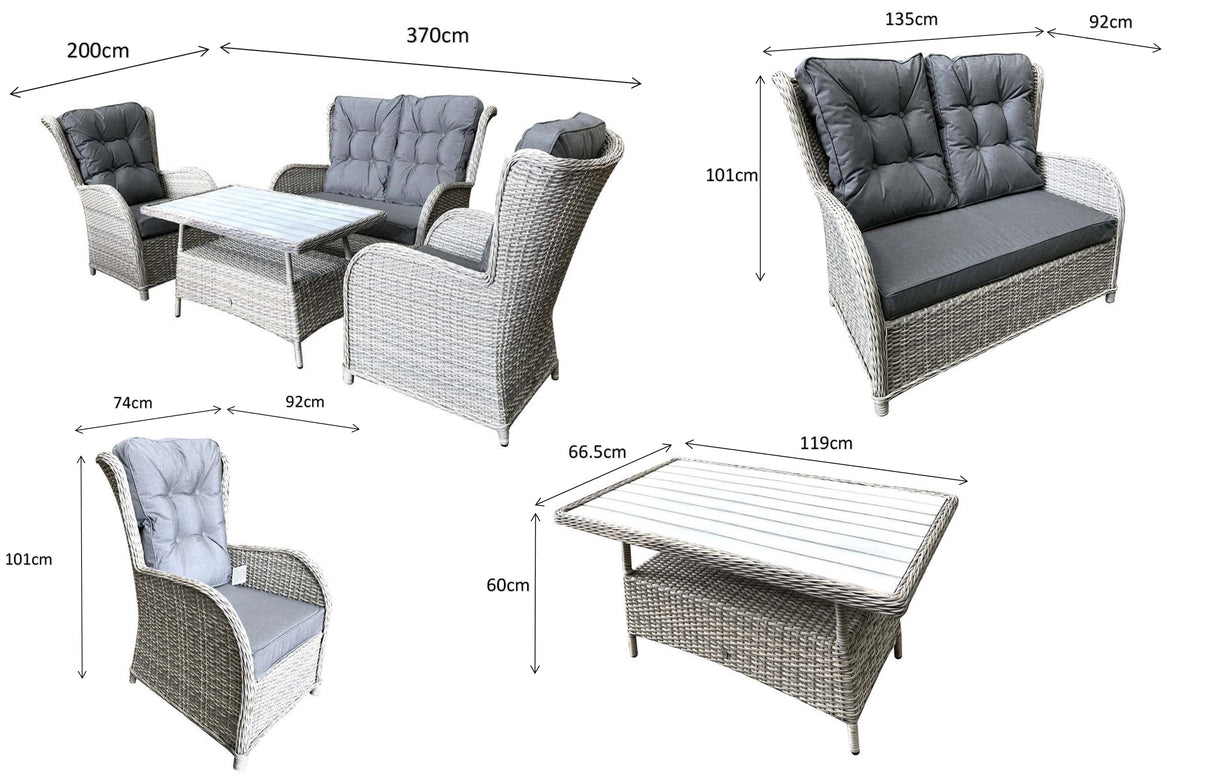 Signature Weave Meghan 4-Seat Sofa Set with Aluminium Top Table and 2 Armchairs
