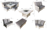 Signature Weave Meghan Large Corner Sofa Dining Set with Firepit Table and 2 Ottomans