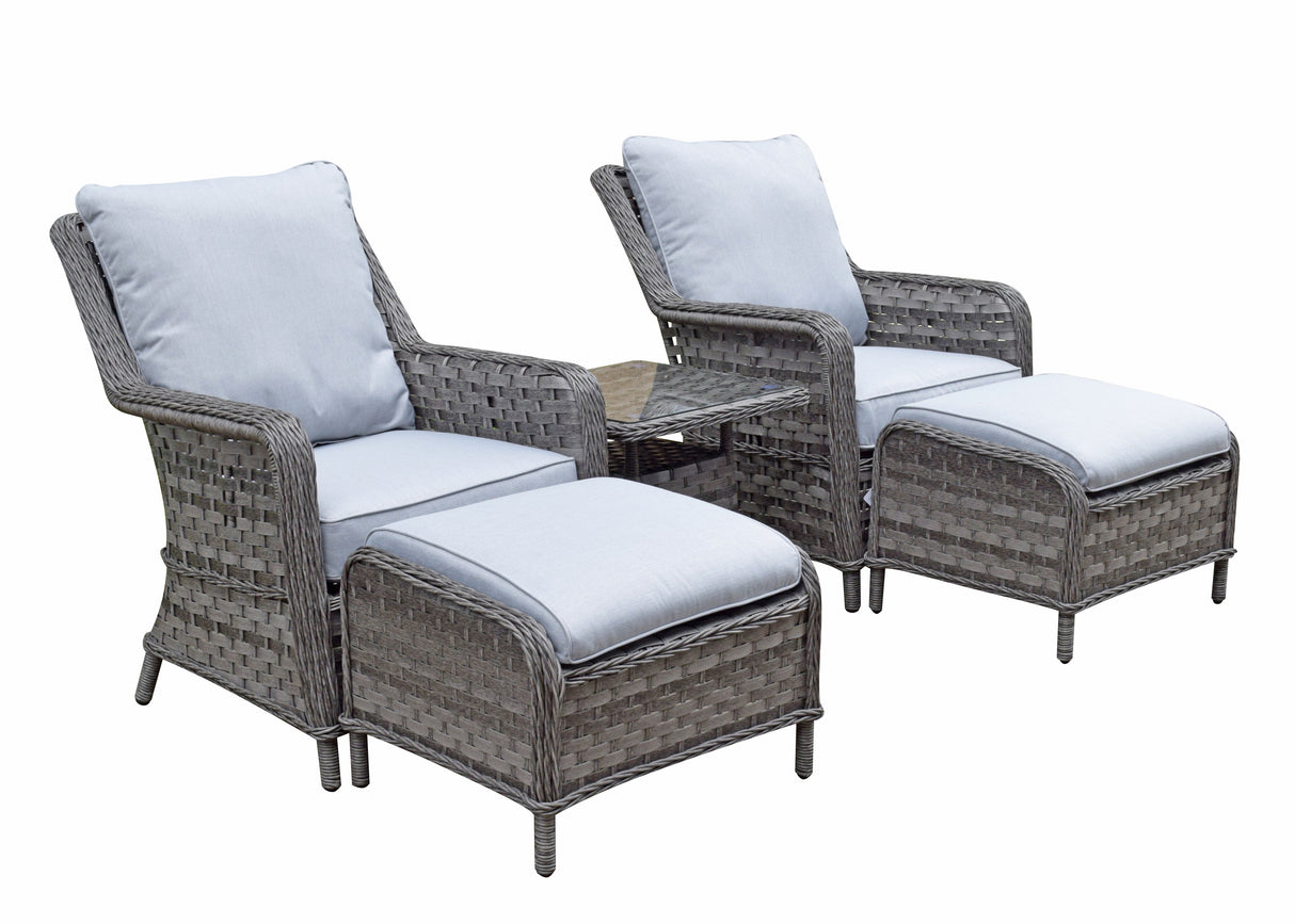 Signature Weave Mia Lounge Chair Set with Glass Top Side Table
