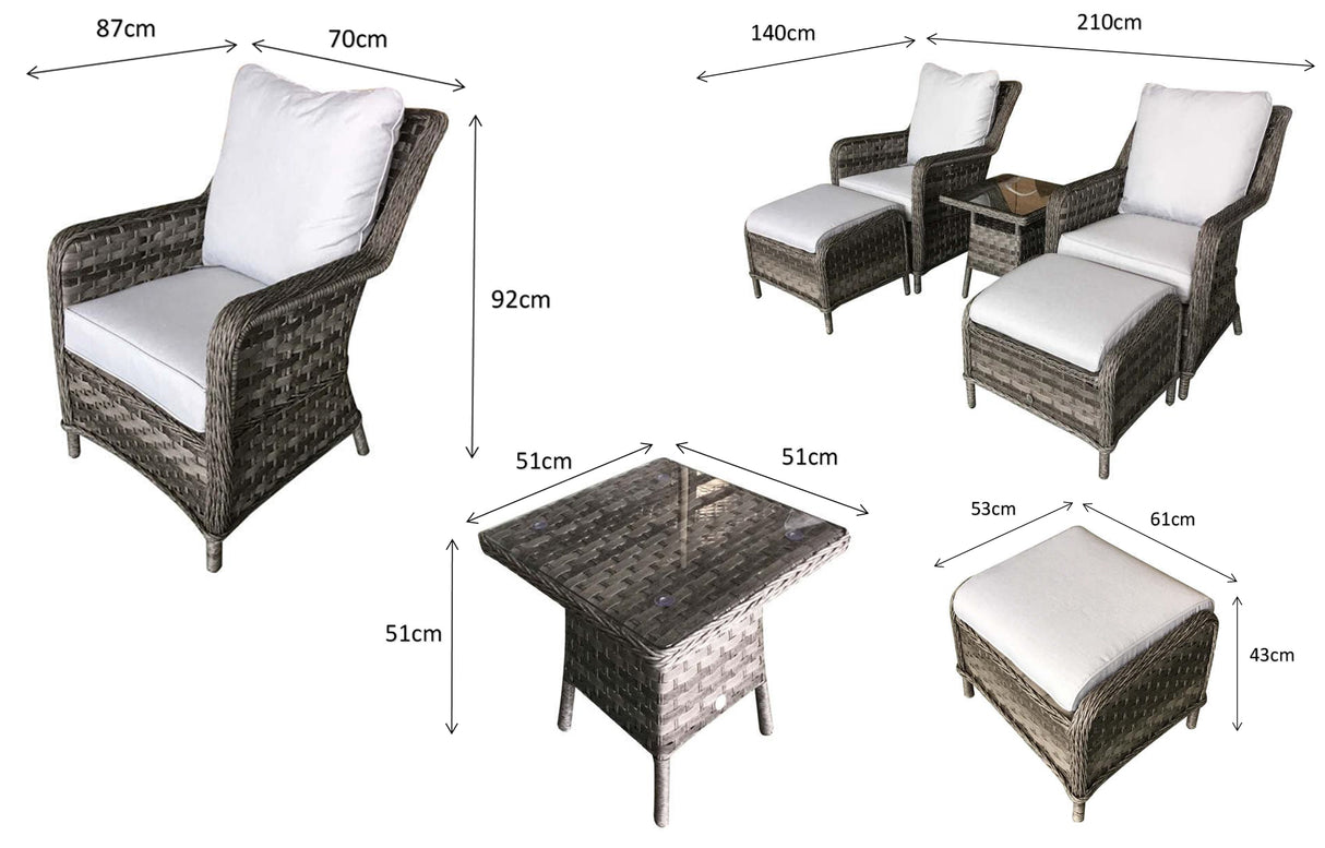 Signature Weave Mia Lounge Chair Set with Glass Top Side Table