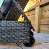 Signature Weave Savannah Single Sunbed with Glass Top Side Table - Grey